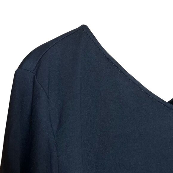 Ann Taylor NWT Double V-Neck 3/4 Bell Sleeve Stretch Sheath Dress Black Size 18 - Picture 4 of 9